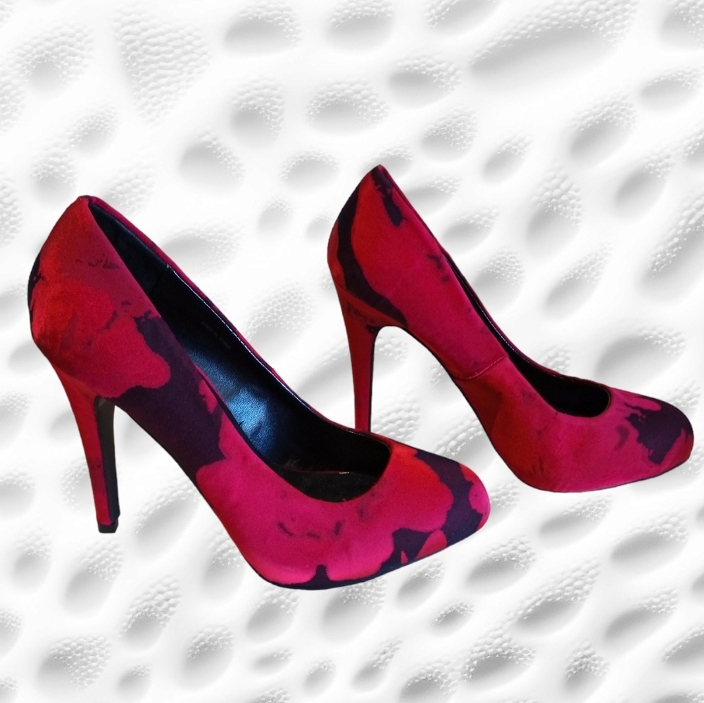 Le Château Women's Stiletto Heel Satin Pumps Red - Picture 4 of 16